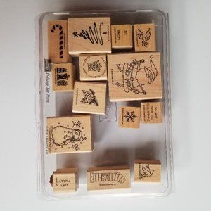 Stampin Up! 2004 Holiday Tag Team Set of 14 mounted stamps